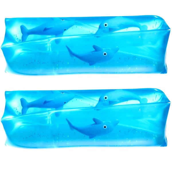 Bedwina Dolphin Water Wiggler Toy - (Pack of 2) 4.75-Inch Water Snake Sensory Fidget Toys & Slippery Water Tube for Birthday Party Favor or Game Prizes for Kids