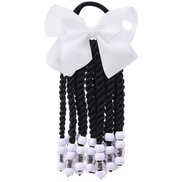 Faxbty Kids Braid Ponytail dreadlock Extension with Bowknot Tie Clip in Braids Hair Extensions Wig Thin Dreads Extensions for Children Girls kids Wigs Synthetic Hairpiece Black Color Natural Soft