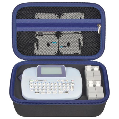 Case Compatible with Brother for P-Touch PTM95/ PT90/ PT45M Handy Label Maker, Storage Holder Carrying Organizer Bag for Label Tapes, AC Adapter, Charging Cables, Batteries, Black (Box Only)