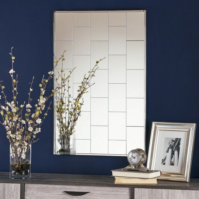 Sade Glam Rectangular Brick Patterned Reflective Wall Mirror