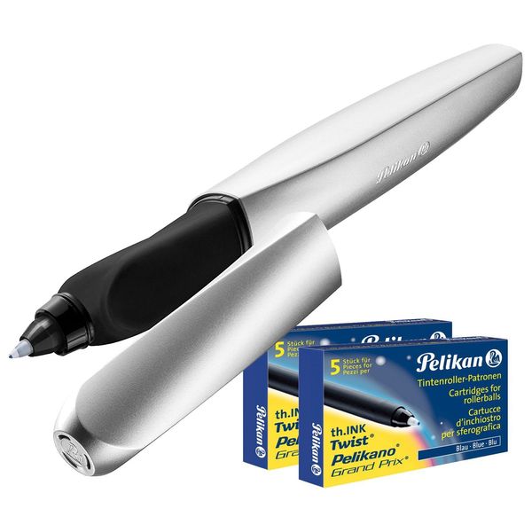 Twist R457 Rollerball Pen Silver + 2 KM/B Blister Pack