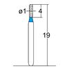 156.10M1, Cylindrical, Rounded Edge, 1 mm Dia, Medium Grit Diamond Bur, 5 per Pack