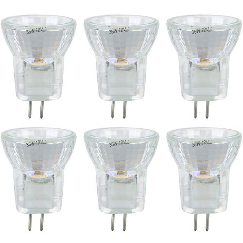 6 Pack Sunlite 35 Watt, 36 Flood, MR8 Mini Reflector with Cover Guard, G4 Bi-Pin Base