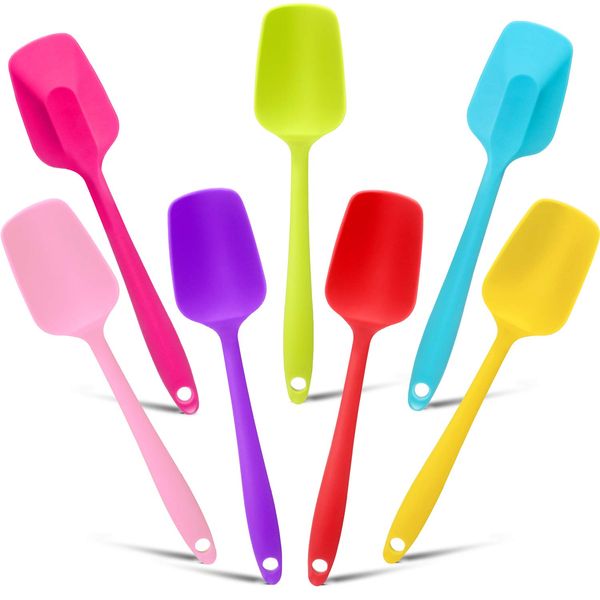 Patelai Silicone Spatulas, 7 Pieces 8.2 Inch Small Rubber Spoon Spatula Non Stick Kitchen Spatulas Heat Resistant Flexible Scrapers Baking Spatulas for Cooking, Mixing, Baking Tools