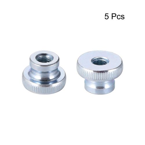 sourcing map Knurled Thumb Nuts, 5Pcs M10x1.5mm Iron Round Knobs Fasteners for 3D Printer Parts, Silver Tone