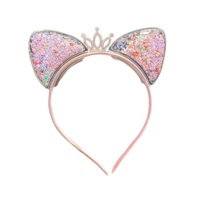 The Crafty Owl Glitter Cat Ear Hairband Hair Accessories for Party, Festivals, Events (Pink)