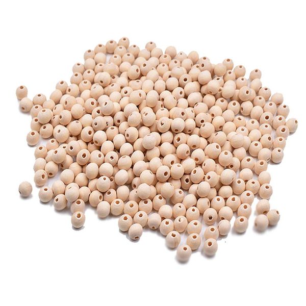 hesmartly 300Pcs 8mm Wood Beads Round Wooden Spacer Beads Unfinished Natural Wood Loose Beads