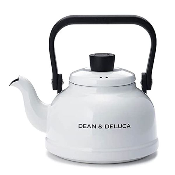 Dean & Deluca Enamel Kettle, White, 0.4 gal (1.6 L), Induction Compatible, Direct Fire, Camping, 8.5 x 7.7 x 6.3 inches (21.5 x 19.5 x 16 cm)