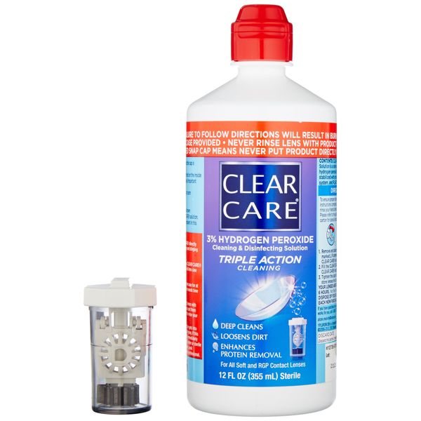 Clear Care CARE Cleaning & Disinfection Solution with Lens Case, Clear, 12 Fl Oz