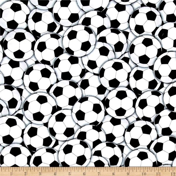 Timeless Treasures Packed Soccer Balls White, Fabric by the Yard