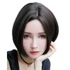 TefuRe ST-9015N-BLK Wanren Wig, Full Wig, Short, Straight, Bob, Heat Resistant, Natural, Center Dividing, Wig Net Included, MODE One Ren Straight Short, Black Hair, Natural Black