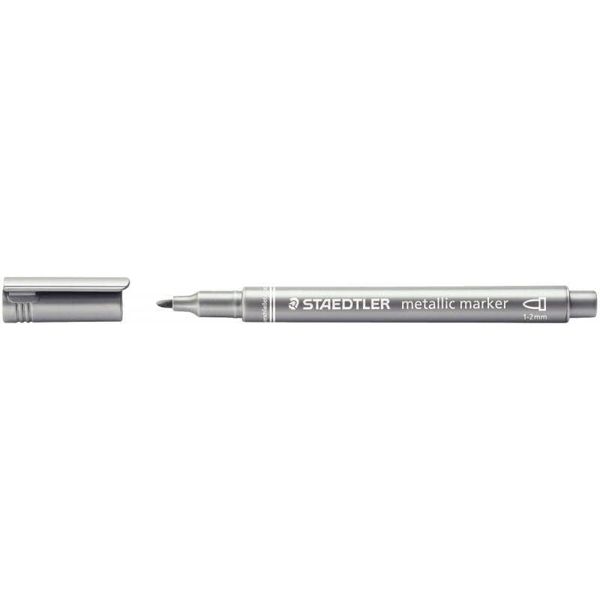 STAEDTLER Permanent Marker Pens Metallic Silver Pack of 3aa