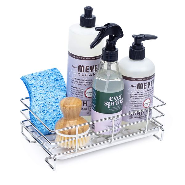 Handy Home Concepts Kitchen Sink Caddy Sponge Soap Holder for Countertop Large Kitchen Soap Tray Sink Organizer