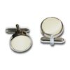 DQT Men Plain Satin Fabric Inlay Wedding Cufflinks - Ivory