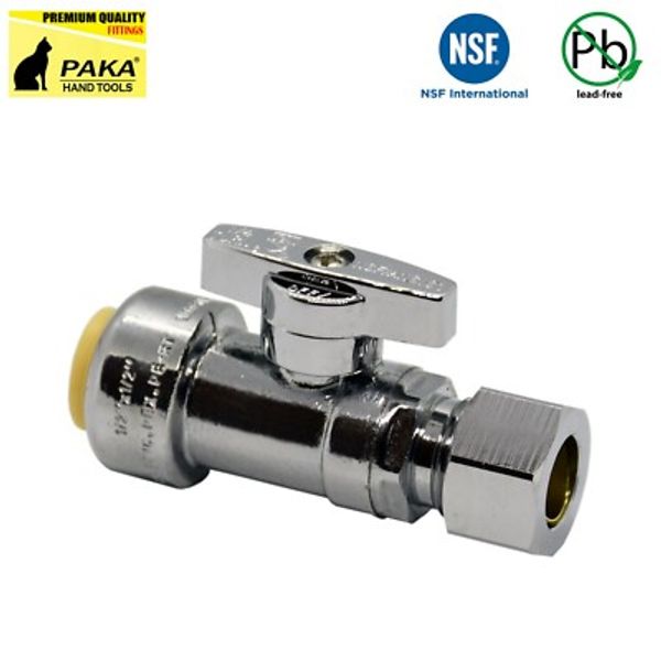 3 PCS 1/2" PUSH FIT X 1/2" OD COMPRESSION SHARKBITE STYLE STRAIGHT VALVE1/4TURN
