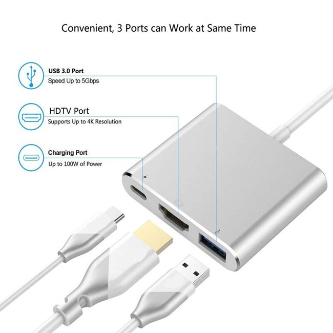 Rankman USB C Hub to Ethernet RJ45 4K HDMI-Compatible USB 3.0 2.0 Type C  Dock for MacBook iPad Samsung S22 Dex HDTV PS5 Switch