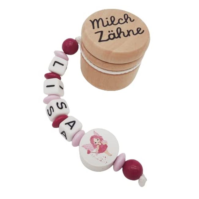 Milchzahndose mit Namen Mädchen Zahnfee pink rosa - Holz Zahndose Milchzahn Geschenk Geburtstag Einschulung