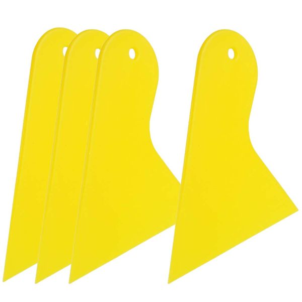 Yellow Plastic Scraper Tool Car Vinyl Wrap Squeegee Window Film Squeegee for Removing Air Bubbles, or Removing Glass Decals 4Pack