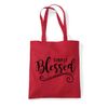 Simply Blessed Decorative Statement cotton tote shopping bag - Red