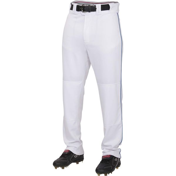 Rawlings PRO 150 Series Game/Practice Baseball Pant | Adult Small | Piped - White/Navy | Relaxed Fit