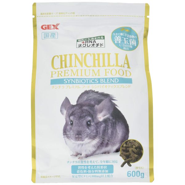 Gex Chinchilla Premium Food, Synbiotic Blend, Made in Japan, Good Bacteria C-3102 Strains, Chinchilla Food, 21.2 oz (600 g)