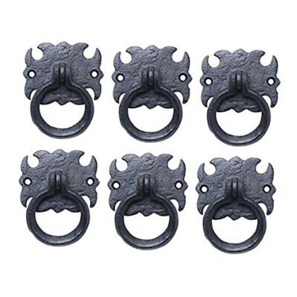 Cabinet Handles 3 in. Black Wrought Iron Drawer Pulls Antique Pack of 6