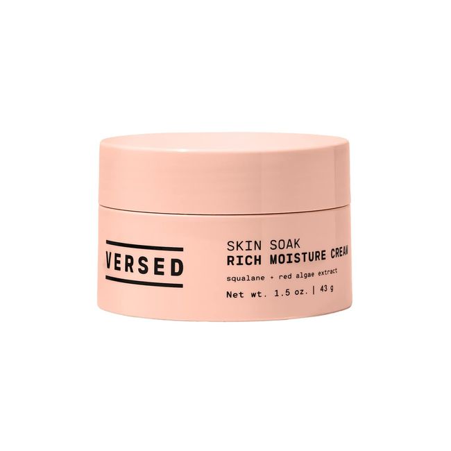 Versed Skin Soak Rich Moisture Face Cream - Non-Greasy Daily Moisturizer with Algae Extract, Vitamin E and Squalane Oil - Help Nourish, Hydrate & Reduce the Appearance of Aging - Vegan (1.5 oz)