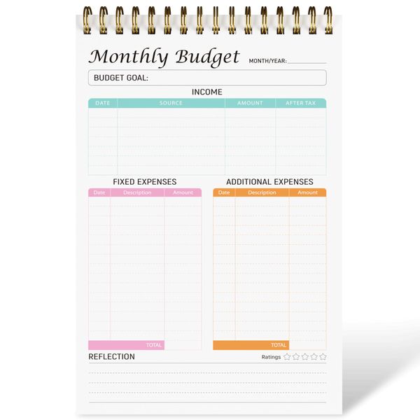 Monthly Budget Planner Notepad - Undated Expense Tracker Notebook. Monthly Budgeting Journal, Finance Planner & Accounts Book to Take Control of Your Money.A5(5.6 x 8.3inchs), 100gsm paper-Pink