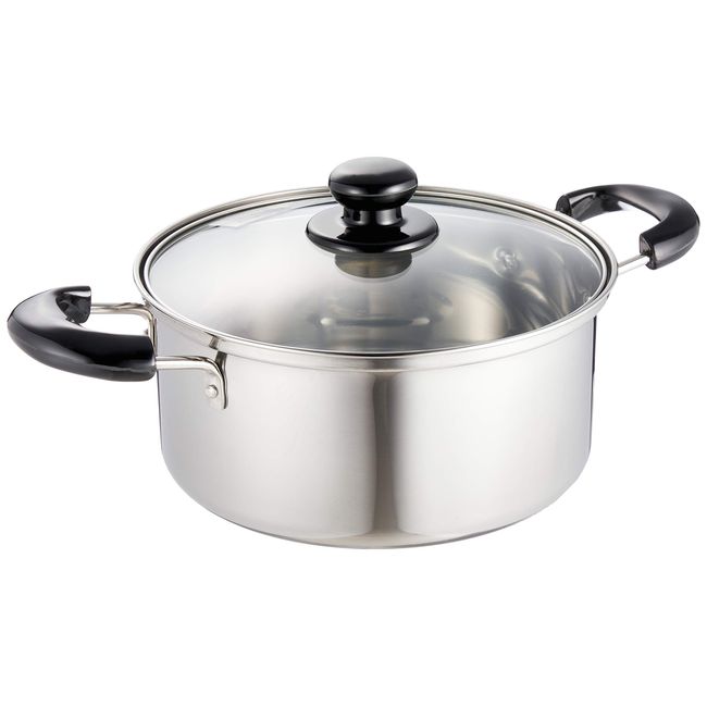 Wahei Freiz Simple and Easy to Use Stainless Steel Double Handed Pot, 7.9 inches (20 cm), Induction Compatible