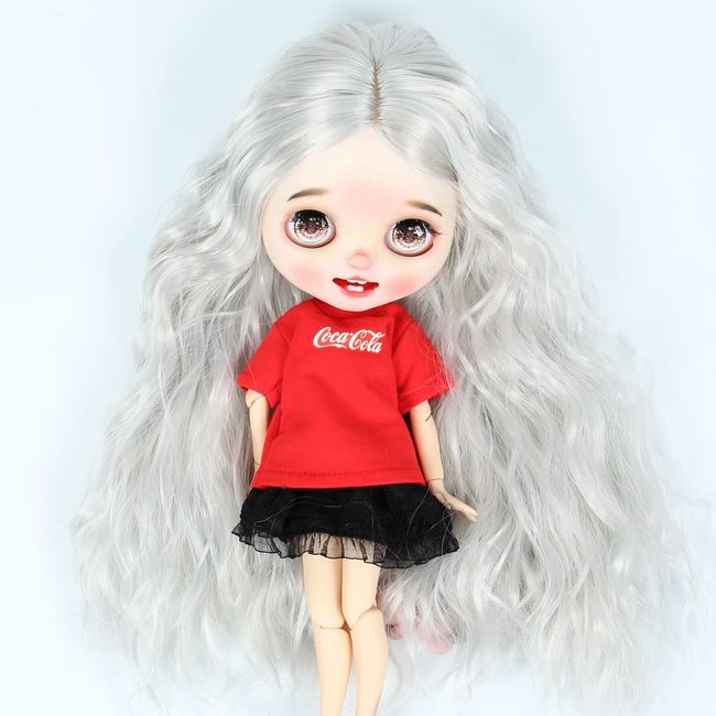 Linfairy Doll 9-10" Long Wig Long Center Curly Hair (Sliver)