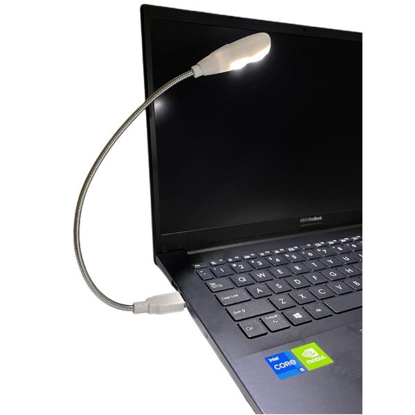 Kyfreshpower LED USB Reading Lamp Light with 2-Brightness Dimmable Setting, Flexible Gooseneck USB Light for Notebook Laptop Keyboard, Powerbank(On/Off Switch, 1 White+1 Mini USB Light)