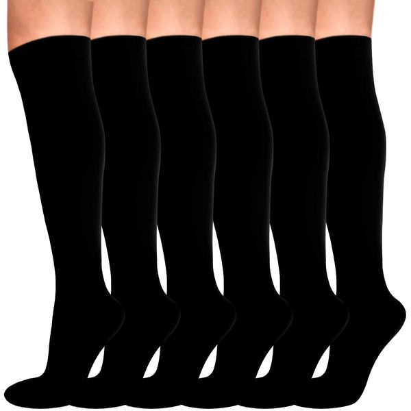 Ikfashoni 6Pairs Compression Socks for Women & Men, Comfortable Breathable Fit Compression Socks, 15-20mmHg, Knee Length, Fit for Competitive Sports, Travel, Increase Endurance