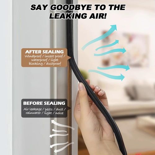 Pluden 40FT Kerf Weather Stripping Door Seal - Door Weather Stripping Seal Strip for Door Frame Exterior Soundproof Weather Strips (40FT,Black,4 Gaskets)