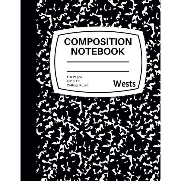 Composition Notebook College Ruled: Black Marble Composition Book - Black Notebook Journal for School, College, University, Work, Office Supplies - 8.5" x 11" - 110 Pages - Blank Lined Notebook