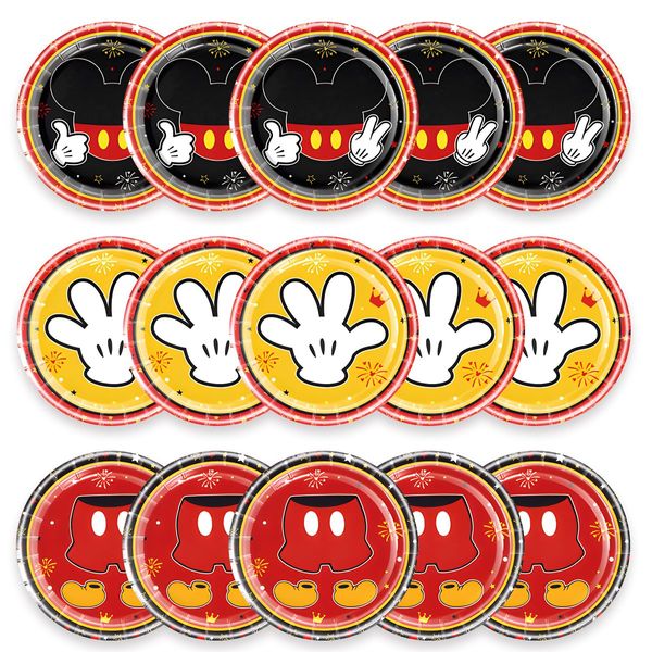 NF ORANGE 30pc Mickey Party Plates, Mickey Party Supplies ，Mickey Birthday Party Decorations Supplies (red)