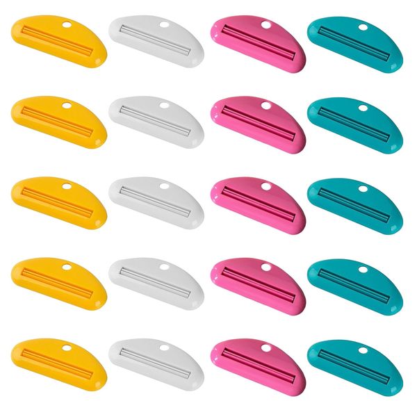 20pcs Plastic Toothpaste Squeezer 4-Color Toothpaste Tube Squeezer Cute Plastic Tube Squeezer Bracket, Multi Functional Toothpaste Squeezer, Used for Squeezing Residual Cleansing Milk Cosmetics