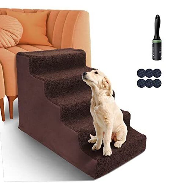 Topmart Plastic Dog Stairs 5 Tiers, Pet Dog Steps /Ladder for Couch / Bed,