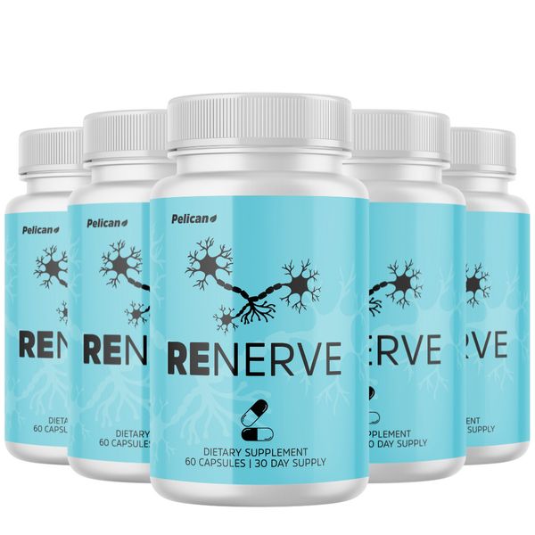 ReNerve- Brain & Nerve Support- 5 Bottles- 300 Capsules
