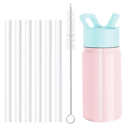 Replacement Straws Compatible with Simple Modern Kids Water Bottle 14oz-Simple Modern Straw Lid Straw Replacement-Accessories Set-6 Pack BPA Straws and 1 Pack Brush