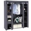 Portable Folding Clothes Closet Wardrobe Storage Organizer with Non-Woven Fabric Dust Resistant 150 x 45 x 175 cm (Gray)