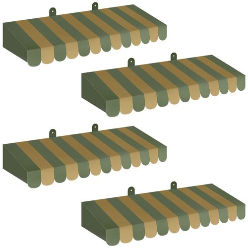 Boao 4 Pack Circus Awning Decoration 3D Stripe Cardboard Awning Carnival Wall Decor Circus Party Favors for Lemonade Stand Bakery Ice Cream Truck Bulletin Board Decor(Green)