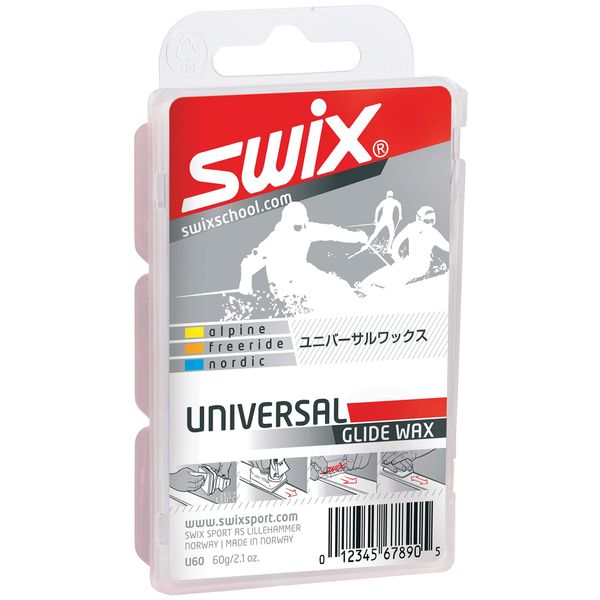 Swix Universal Ski/Snowboard Glide Wax, 60g, White (U60)