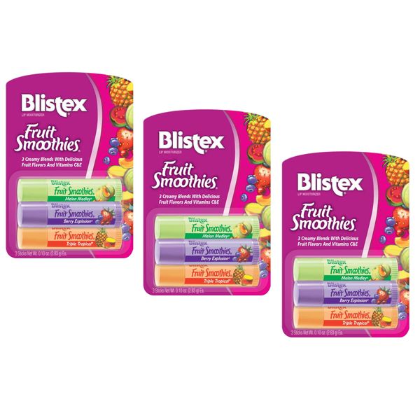 Blistex, Fruit Smoothies, Lip Protectant/Sunscreen, SPF 15, 3 Sticks.10 oz (2.83 g) Each - 2pc