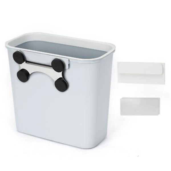 Magnetic Hanging Trash Can 2.1 Gallon Plastic Garbage Container Multifunction Gr