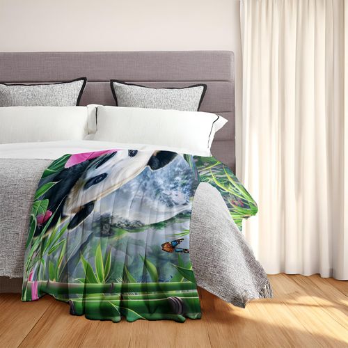 MIEPOS Enchanted Panda Garden Blanket Soft Flannel Throw Blanket - Cozy, Lightweight & Plush - Perfect for Couch, Office, Travel - Warm, Fluffy Decor for Home 50×60 Inch