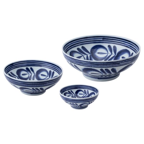 Hasamiyaki 50940 Modern Blue Dinnerware Set, Bowl, Bowl, Salad Bowl, Serving Plate, Deep Plate, Diameter 3.9, 5.9, 8.3 inches (10 cm), 5.9 inches (10 cm), 5.9 inches (15 cm), 8.3 inches (21 cm), Set