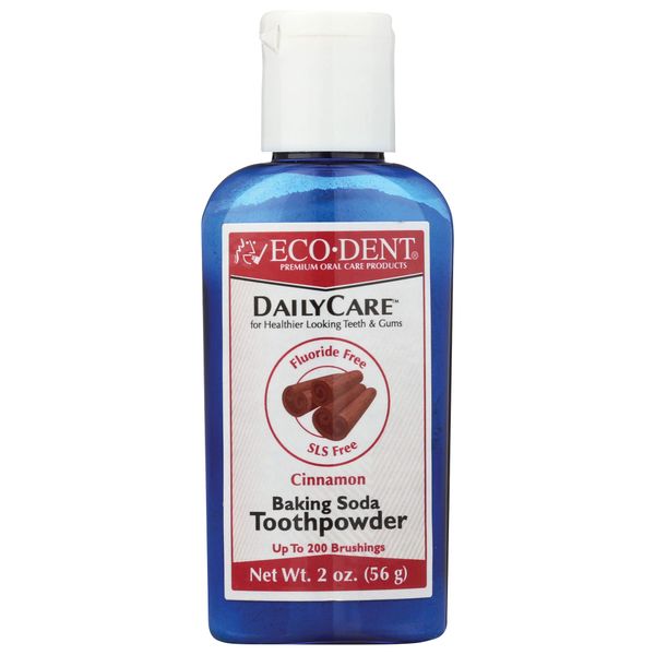 Eco-Dent DailyCare Baking Soda Toothpowder, Cinnamon - Fluoride-Free Toothpaste Powder, SLS-Free Tooth Powder with Baking Soda, Minerals, and Essential Oils, Toothpaste Alternative, 2 Oz
