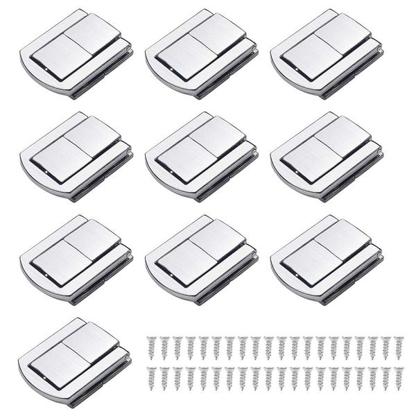 Lucywey 10pcs Stainless Steel Box Latch Clasp for Jewelry Box Gift Box, Latch Catch Clamp Clip with 40 Screws