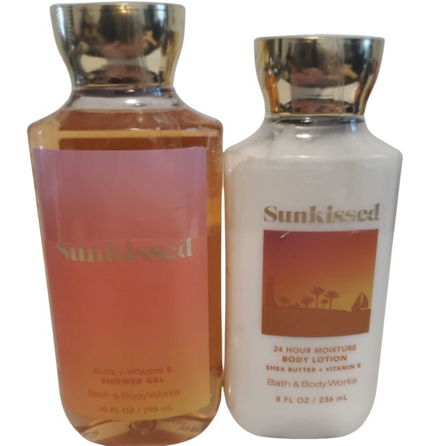 Bath and Body Works Gift Set of 10 oz Shower Gel and 8 oz Lotion (Sun Kissed)