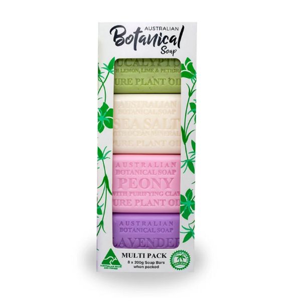 Australian Botanical Soap 200g x 8 - 4 types of mix, 2 lavender, 2 sea salt, 2 peony, 2 eucalyptus